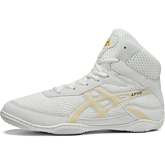 Чоловічі боксерські туфлі Pro для боротьби, дихаючі, неслизькі, зручні, хай-топ, фітнес-туфлі, взуття для тренувань, зала, бодібілдинг (41 EU, White A)