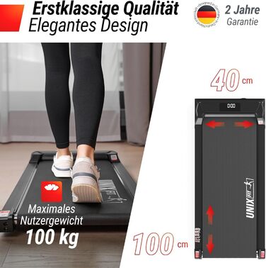 Unix Fit Smart Pad – компактний біговий килимок 2-в-1 для дому та офісу, 1-8.5 км/год, тихий мотор, цифрова панель та керування через додаток