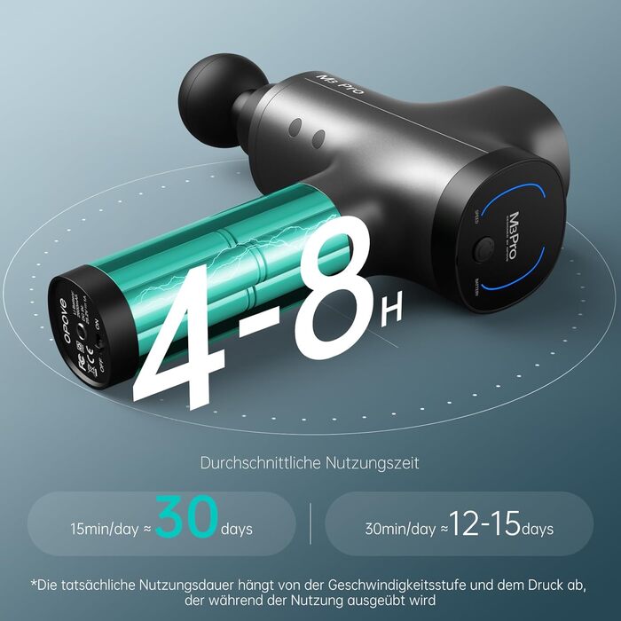 Масажний пістолет OPOVE M3 Pro 2, 2500 об/хв, LED-дисплей, для зняття м'язового болю, світло-сірий
