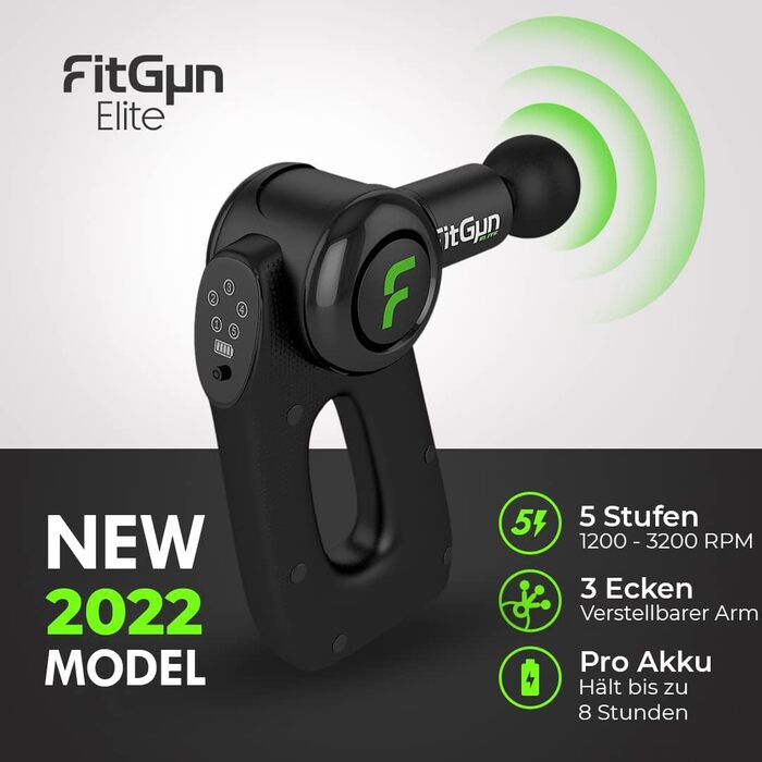 Електричний масажний пістолет FitGun Elite для глибокого масажу м'язів, зняття болю та релаксації після спорту