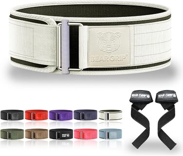 BEAR GRIP – самозамикаючий пояс для важкої атлетики, преміум пояс для кросфіту, пауерліфтингу та бодібілдингу, для чоловіків і жінок (S, білий)