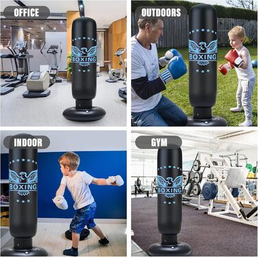Надувний боксерський мішок для дітей 160 см з рукавичками. Підходить для карате, тхеквондо, ММА. Боксерський мішок з підставкою для дорослих та дітей.