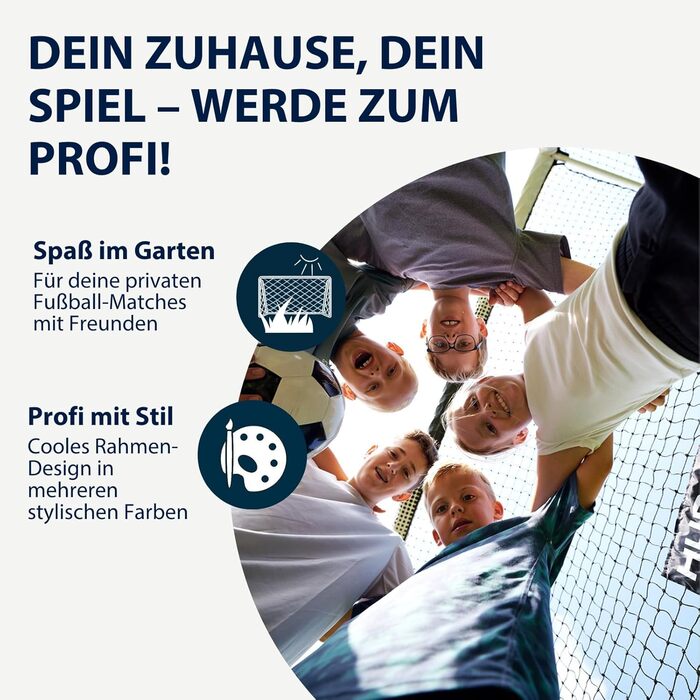 Ворота для футболу HUDORA Pro Tect Advanced – зовнішні, з сіткою та захисною оболонкою для дітей та дорослих. Легкий монтаж, білі, 240 x 160 см