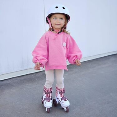 Роликові ковзани Cariboo для дітей, ролики для початківців, регульовані, 2 розміри, з навчальними колесами, блискучі, рожеві, для дівчаток, балетки XS (26-30), рожево-сливовий