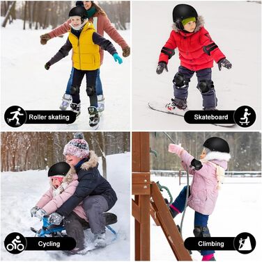 Набір захисту для дітей Riisoyu: наколінники, налокітники, шлем, захист для скейтборду, велосипеда, скутера, мотоцикла (чорний)