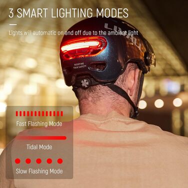 Велосипедний шолом LIVALL L23 з LED-підсвіткою та знімним візором, міський шолом для дорослих, сертифікований NTA8776, SOS-сигнал, водостійкий IPX4, для електровелосипедів, самокатів та щоденних поїздок