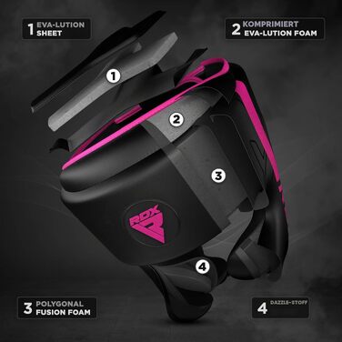 Захисний шолом для боксу та єдиноборств RDX Maya Hide (шкіра), для кікбоксингу, MMA, тайського боксу та карате, рожевий, розмір L
