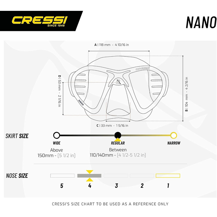 Маска для дайвінгу Cressi Nano для чоловіків, чорна