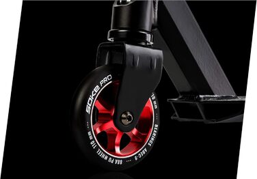 SOKE Stunt Scooter PRO: трюковий самокат для дорослих та дітей, ABEC 9 підшипники, чорно-червоний, вантажопідйомність 100 кг