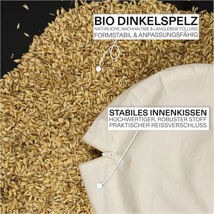 Крісло для медитації Cushy™: кругле подушка для сидіння з дінкової вати (10/15/20 см) - для медитації та релаксації, Made in Germany, Milky Marshmallow