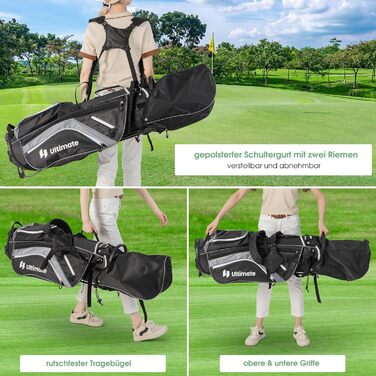GYMAX Гольф-сумка-стійка, переносима, з 14 відділеннями та 6 кишенями, з капюшоном від дощу та ручкою для перенесення, для чоловіків та жінок, сірого кольору