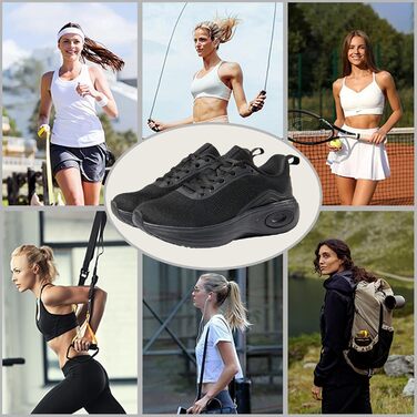 Жіночі кросівки Wondamo: легкі, дихаючі, з амортизацією для бігу, ходьби, активного відпочинку та фітнесу. Розміри 37-42 EU, чорний колір