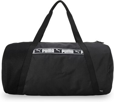 Спортивна сумка Puma ESS Barrel Bag для жінок, чорна з білим, універсальний розмір
