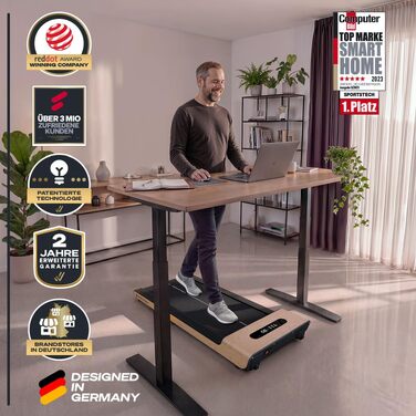 Складана бігова доріжка для ходьби Sportstech WoodPad Pro: компактний тренажер для дому та офісу, до 8 км/год, з крокоміром та підтримкою додатку, навантаження до 120 кг