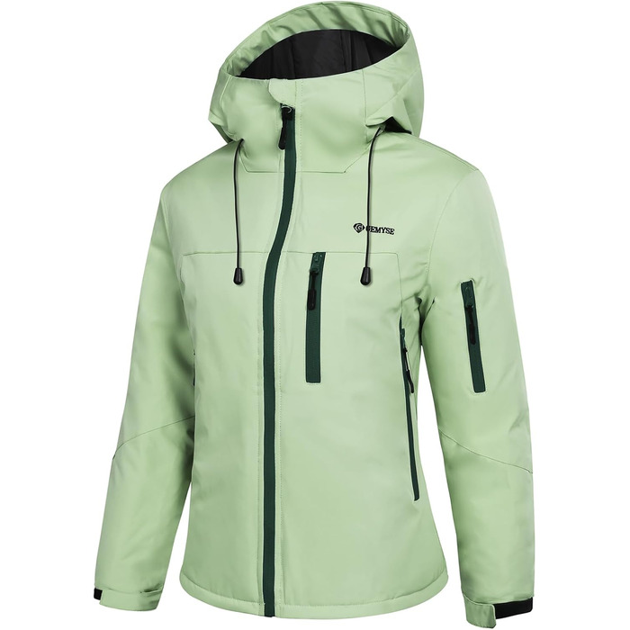 Жіноча лижна куртка GEMYSE з інтегрованими лямками. Тепла зимова куртка, водонепроникна, вітронепроникна та дихаюча. Снігова куртка для активного відпочинку на природі. Колір: світло-зелений.