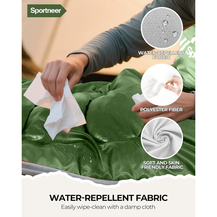 Сплячий мішок Outdoor Sportneer для дорослих та дітей - легкий спальний мішок для кемпінгу, піших прогулянок, 220x80 см, зелений + світло-зелений