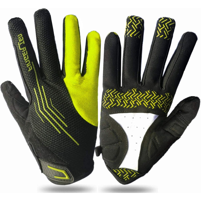 Велосипедні рукавички FINGER TEN для чоловіків, MTB рукавички з гелевою амортизацією, захист від ковзання, походи, гірський велосипед, унісекс, зелені, повні пальці