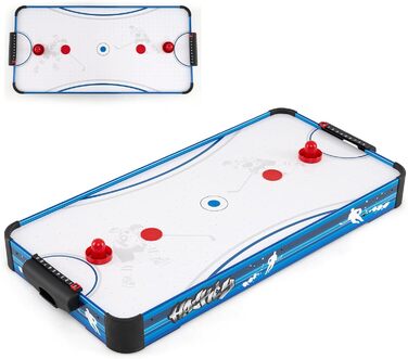 Тік-хокей HOMASIS: електричний стіл для гри з 2 шайбами та 2 шайбельними ключками. Підходить для дітей та дорослих. Кольори: синій та білий