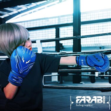 Дитячі боксерські рукавички Farabi Sports 6oz для хлопчиків і дівчат, сірі – для боксу, ММА, муай-тай, боксерського мішка та тренувань, вік 5–10 років