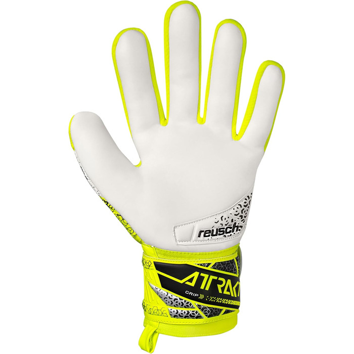 Воротарські рукавиці Reusch Attrakt Grip (жовто-срібно-чорні) для тренувань та ігор на штучному та натуральному газоні, розмір 7-11