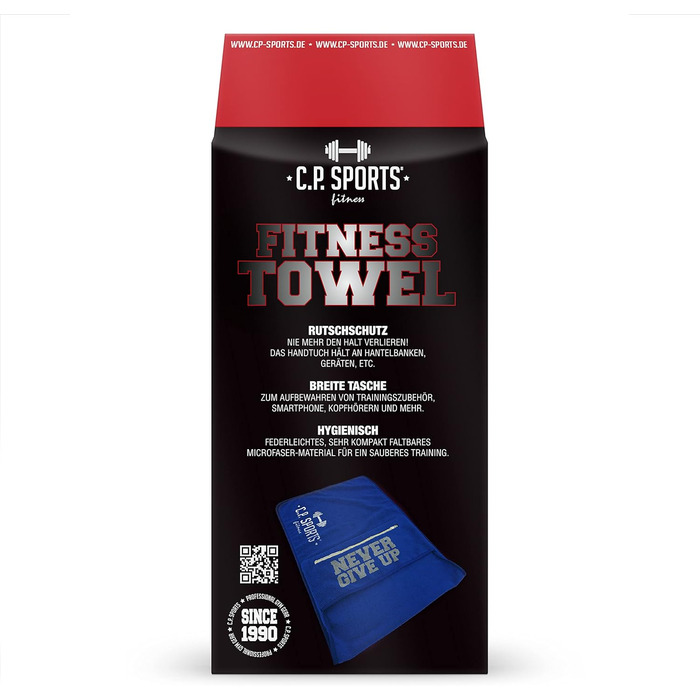 Рушник для фітнесу C.P. Sports: мікрофібра, фіксація, кишеня на блискавці, для занять у спортзалі, тренувань, м'який, великий, для жінок та чоловіків, 5 кольорів (Темно-синій)