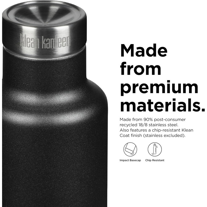Пляшка для води Klean Kanteen Classic 739 мл, чорна, метал, для чоловіків