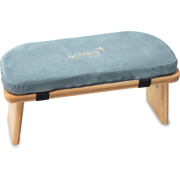 Банкетка для медитації з бамбука, складна, з подушкою, світло-зелена (блакитна)