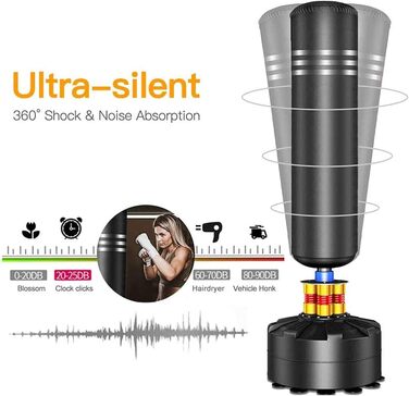 Стенд для боксерського мішка YOLEO, 175 см, чорний. Міцний боксерський тренажер для дорослих