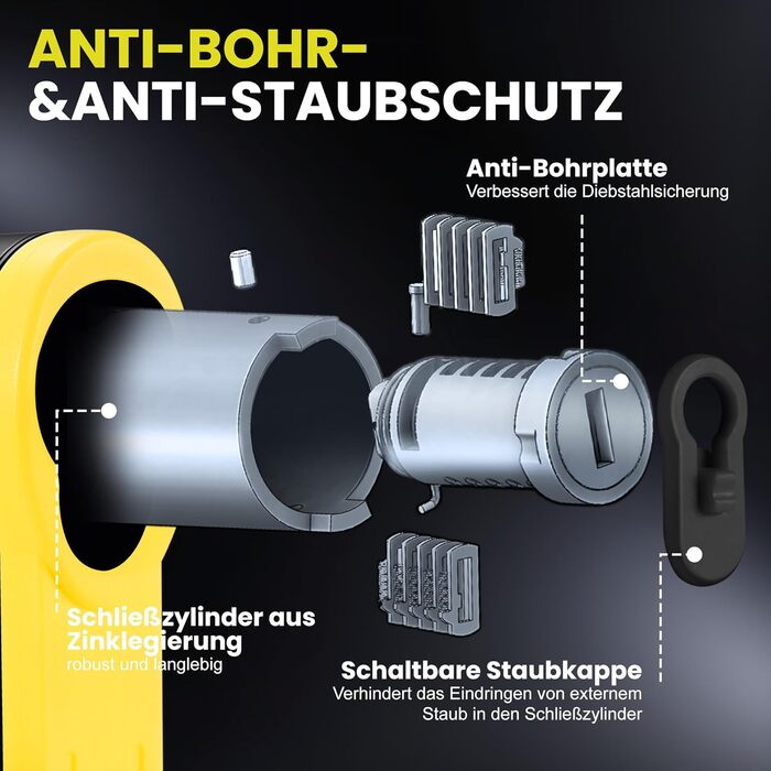 Замок для велосипеда складний, 100см, з ключами, висока безпека, з кріпленням, сталевий, для велосипеда, електровелосипеда (жовтий)