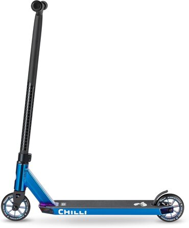 Самокат трюковий Chilli Pro Scooter Rocky Vol. 3 Blue Neochrome - для початківців та профі, колеса 110мм ABEC 9, висота 82см