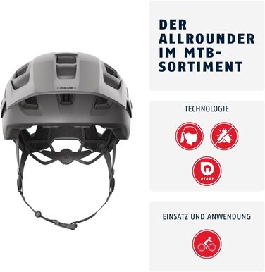 Велосипедний шолом ABUS MoDrop для MTB, сріблястий, розмір S (51-55 см), міцний, з вентиляцією, унісекс