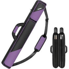 Чохол для більярдних київ PEKREWS, 2x2 на 2 киї з кишеньками для аксесуарів, міцний поліестер, з ременем та ручкою, м'який рюкзак для чоловіків та жінок, фіолетовий/чорний