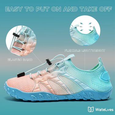 Взуття для плавання та відпочинку WateLves: чоловічі та жіночі шльопанці для пляжу, басейну та серфінгу, розмір 39 EU, рожевий та блакитний кольори