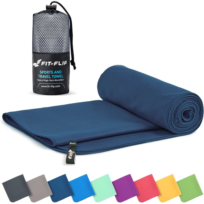 Рушник Fit-Flip з мікрофібри - компактний, швидковисихаючий, для спорту, подорожей та пляжу - 60x120 см, 1 шт. Marineblau (морська синя)