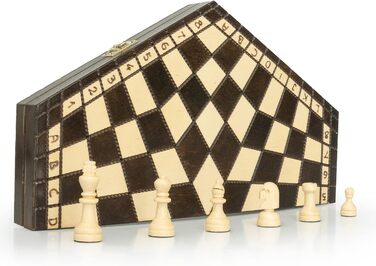 Дерев'яний ігровий набір 3-в-1 ChessEbook: шахи, нарди, шашки, складаний, ручна робота, 35x35 см
