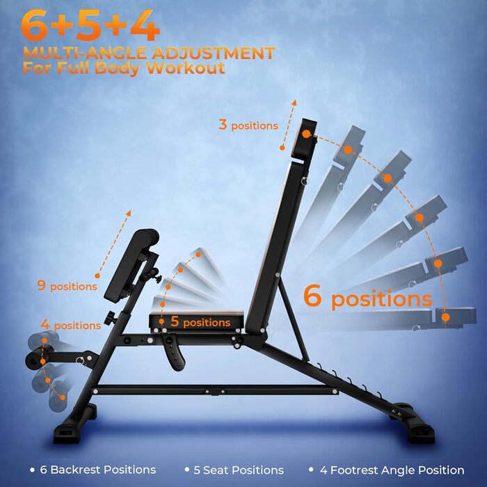Регульована лава для тренувань 450 кг – високопродуктивна лава з ручками для дому, римський стілець для розтяжки спини та лава для пресу