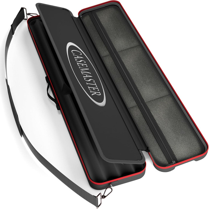 Чохол для більярдних київ Casemaster Parallax Guard 2x2, на 2 цілі киї (2 butts/2 shafts), міцний поліестер 600D Oxford, чорний з червоним