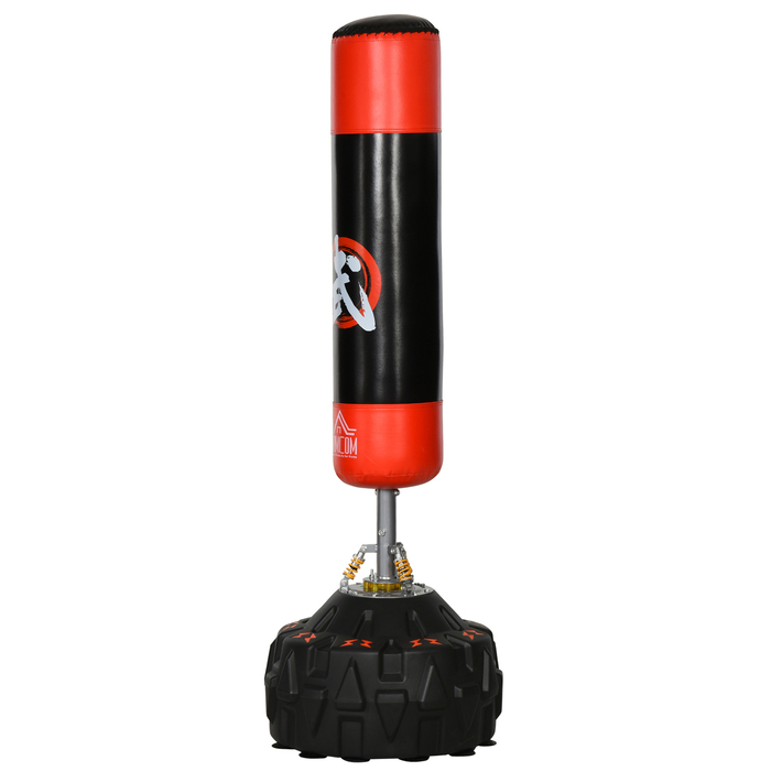 Боксерська груша HOMCOM для дорослих з всмоктувальною основою Black Red 60x60x180см ідеально підходить для фітнесу та самооборони