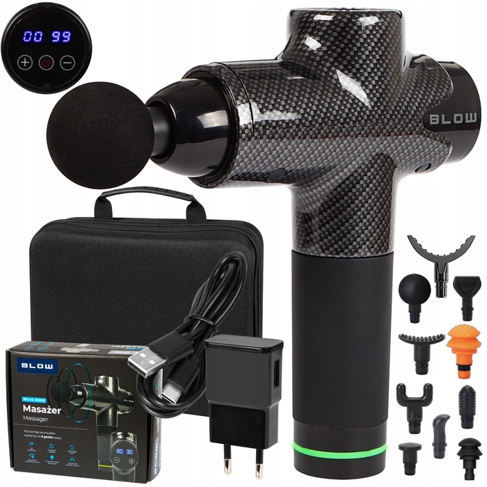 Перкусійний масажер для тіла Massage Gun 200W: для ніг, шиї та спини + 10 насадок