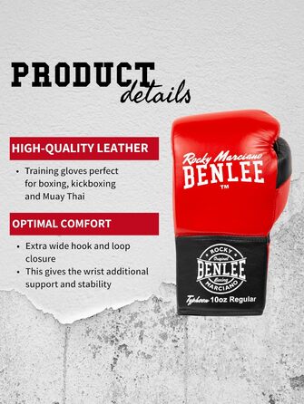 Боксерські рукавички BenLee Typhoon 08 oz Red/Black з натуральної шкіри