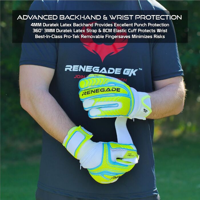 Воротарські рукавиці Renegade GK Vulcan Microbe-Guard (розміри 6-11, 4 стилі, 3 рівень) Pro-Tek, гібридний крій Roll-Negative, Hyper Grip 3.5+3мм для дорослих, молоді, дітей