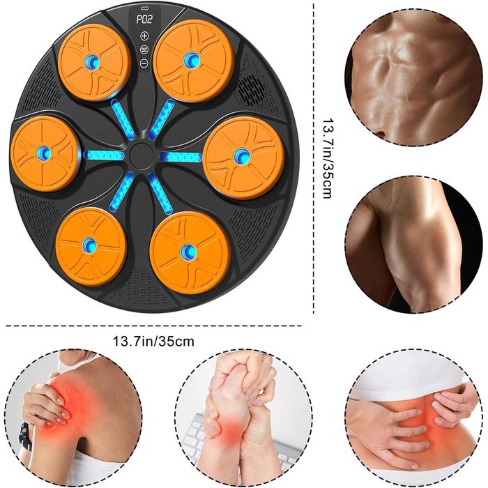 Музична боксерська машина Forhome з LED-підсвічуванням та рукавичками. 9 режимів швидкості, Bluetooth, великий розмір, для дому та спортзалу (чорний)