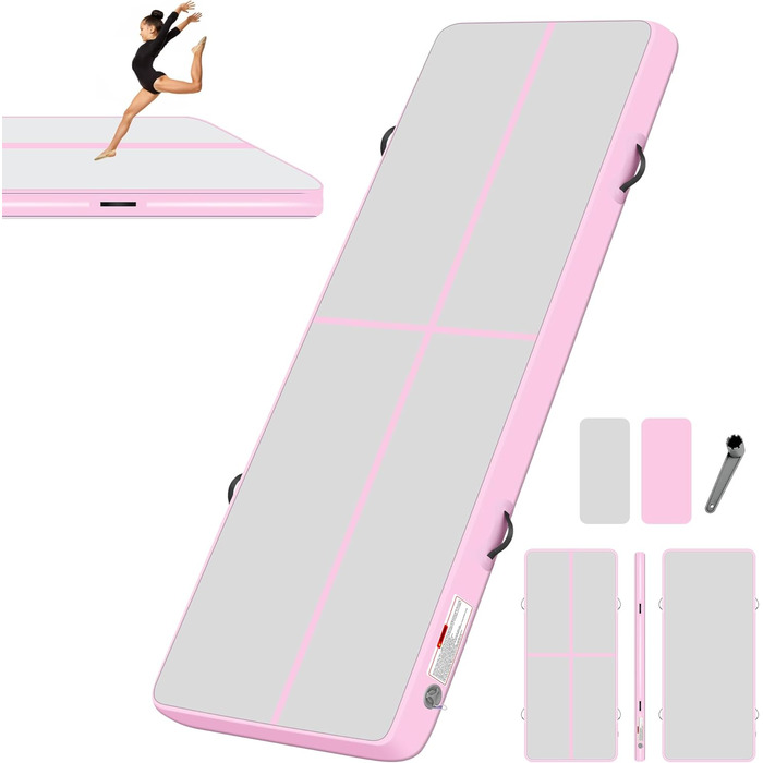 Надувний килимок для гімнастики BPB з електричним насосом. 10 футів. Килимок для акробатики, тренувань, гімнастики, йоги, пілатесу, бойових мистецтв та відпочинку на пляжі. Розмір: 300x100x10 см