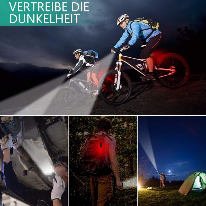 Набір LED-велофаро для велосипеда з покажчиками поворотів, сертифікований за стандартом STVZO, USB-зарядка, фара та задній ліхтар (10/20/40 Lux), водонепроникні