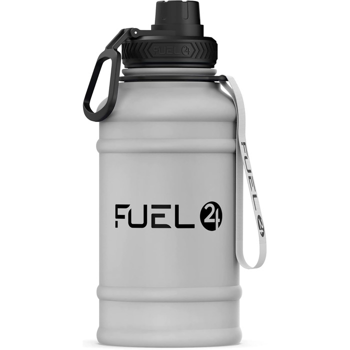 Fuel24 потужна пляшка для води з нержавіючої сталі 1,3 л та 2,2 л, герметична та BPA-free, спортивна фляга для фітнесу, спортивний металевий глечик для дорослих, 1,3 л, сіра