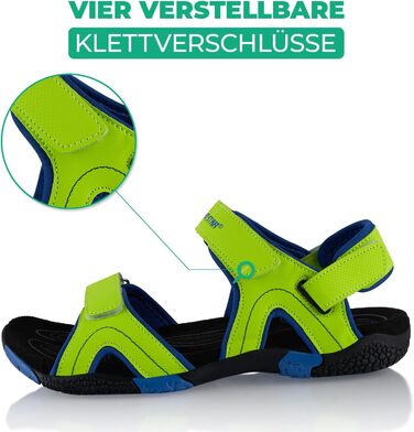 Трекінгові сандалії Fusskleidung для жінок та чоловіків, літні похідні взуття з міцною прогумованою підошвою, розмір 41 EU, колір зелено-синій