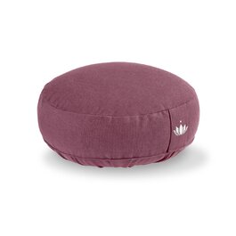 Медитаційне подушечка Lotuscrafts® з низькою висотою 10 см, з пшоняною начинкою, для йоги та медитації, круглий, знімний чохол, сертифікат GOTS, фіолетовий