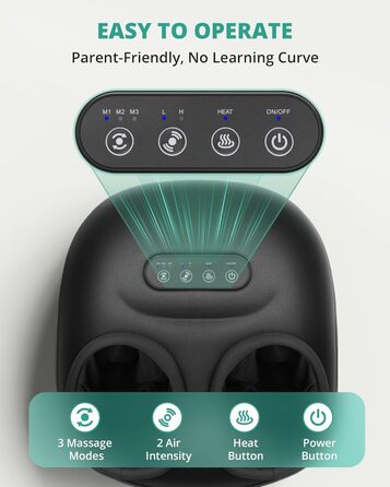 Масажер для ніг Medcursor з підігрівом, глибокий масаж, зняття напруги м'язів та стоп, багатоступеневі налаштування та регульована інтенсивність для дому та офісу (Чорний)