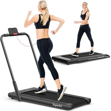 Бігова доріжка COSTWAY 2 в 1, складана, 2,25 к.с., Walking Pad під стіл, з APP, Bluetooth та пультом ДУ, 1-12 км/год, для дому, чорна