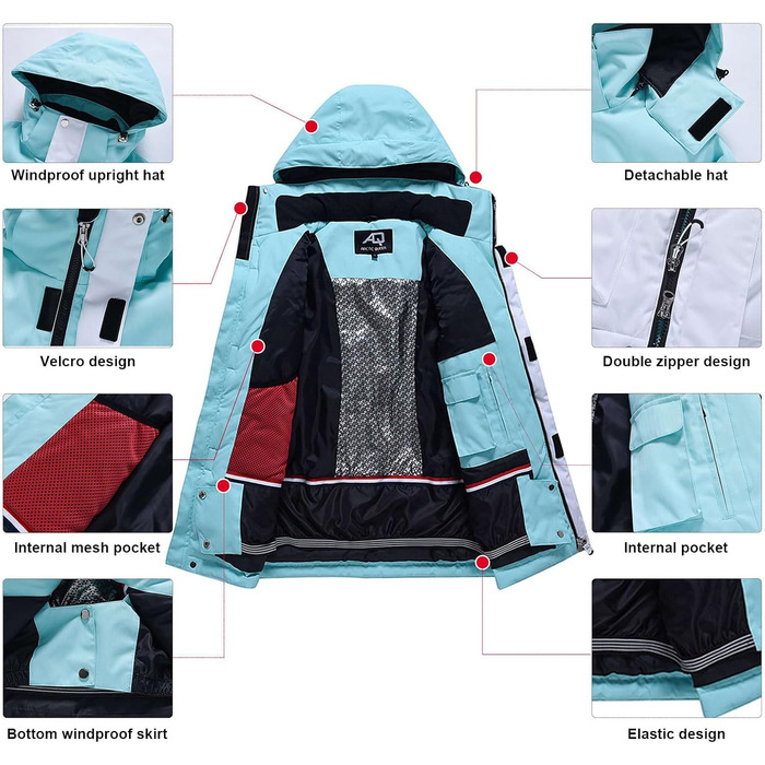 Жіночий гірськолижний костюм (2 частини) від ALSOGO: тепла водонепроникна куртка та штани для сноубордингу та катання на лижах, чорний